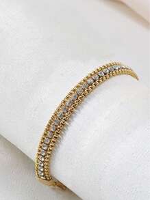 1 set de joyas chapadas en oro de acero inoxidable de moda, que incluye pulsera, adecuado para uso diario de mujeres, en estilo casual/hip-hop