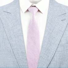 1 pieza Corbata clásica de lino de 6 cm de unicolor para hombre, color macaron