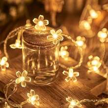 And Worry Free! Solar Cherry Blossom Light String, No Wiring Or Plug In, Automatically Senses To Light Up When It Gets Dark, Outdoor Courtyard Decoration Atmosphere