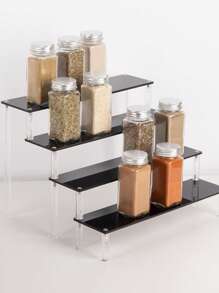 1 pieza Estantería de exhibición de cosméticos de acrílico multifuncional, de gran capacidad y de diseño minimalista moderno en color negro, adecuada para almacenar perfumes, figuras, lápices labiales y cosméticos, ideal para dormitorio, sala de estar, cocina, también perfecta para organizar la playa, el baño y el dormitorio, un gran regalo de vacaciones para familiares y amigos