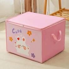 1pc Cartoon Element Large Capacity Storage Box, Multi-Functional With Lid, Dustproof Waterproof Foldable Storage, Cute Cartoon Animal Pattern Design For Home Clothing, Underwear, Quilt, And Miscellaneous Storage, Best Gift For Girls