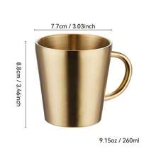 Thickened 304 Stainless Steel Cup, Double-Layer Anti Scald, Water Cup, Coffee Cup, Beverage Cup, Tea Cup, Milk Cup, Easy To Clean, Durable, Drop Resistant, With Handle For Easy Access, Suitable For Home Use, Office, Restaurant, Fast Food Restaurant, Canteen, Beverage Shop, Picnic, Outdoor