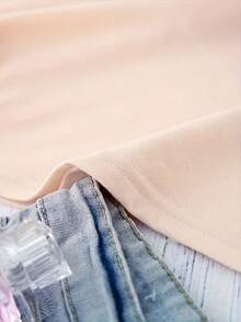 Camiseta de punto casual de primavera verano con estampado de letras españolas - Cuello redondo, fibra de poliéster, elasticidad media, 180g/² Tops para mujeres Ropa de invierno para mujeres Camisa casual de negocios para mujeres Blusas elegantes para mujeres - Rosa 1 - Ver 5