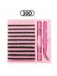 200 PCS D Curl DIY Lashes Extension Kit Lash Bond And Seal Remover Eyelashes Clusters Makeup Tools For Gluing Lashes Gluing Glue - Black - View 5