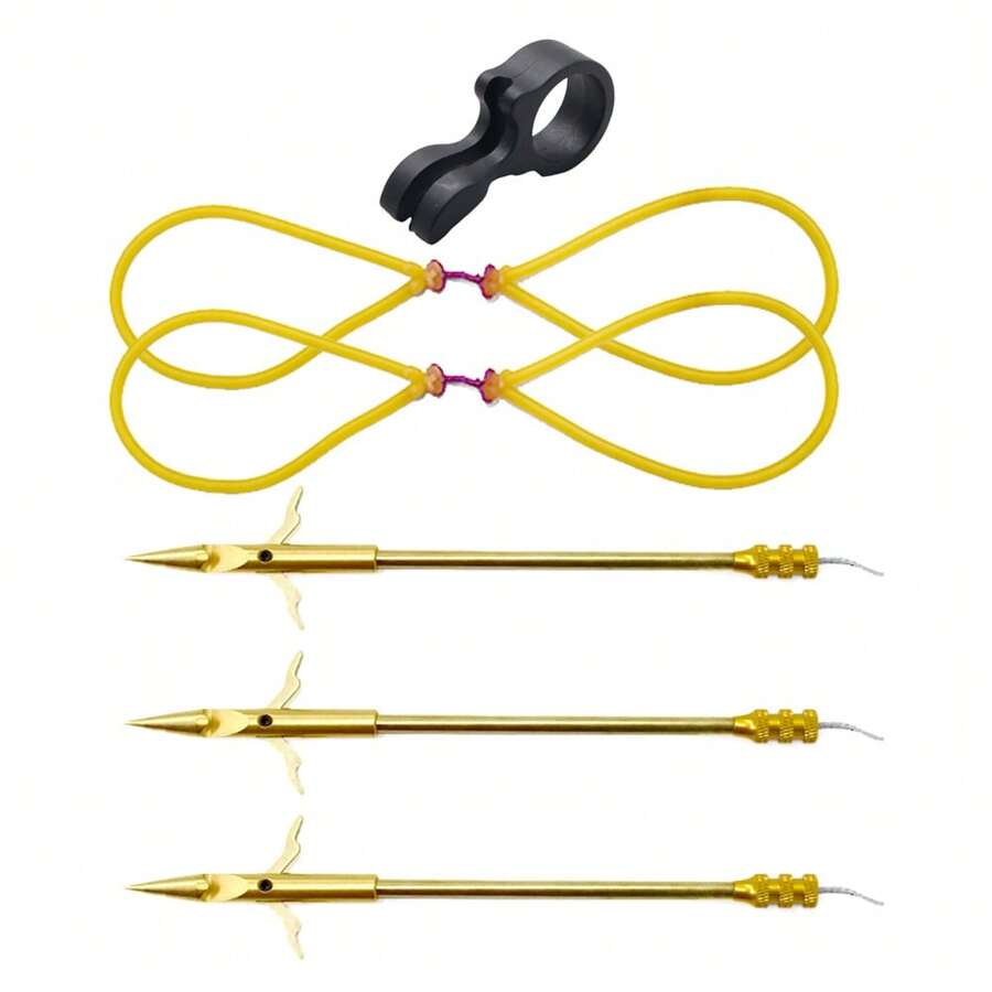 1pc Outdoor Fishing Tool, Stainless Steel Detachable Fishing Spear With Accessories, High Quality Durable Slingshot Fishing Kit - Gold - View 1