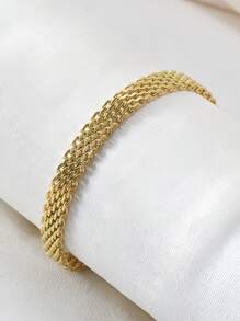 1 set de joyas chapadas en oro de acero inoxidable de moda, que incluye pulsera, adecuado para uso diario de mujeres, en estilo casual/hip-hop