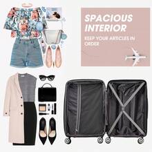 Three-Piece Suitcase, 20/24/28 Inches, – Expandable Large Capacity (L & XL) + Foldable Cup Holder (M), ABS Material, TSA Lock, 360° Swivel Double Wheels, Family Travel Suitcase - 藕粉紅色-無杯架 - 查看 7