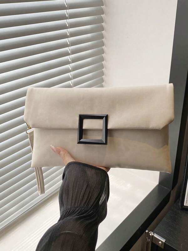 Fashionable Versatile Solid Color Square Clasp Clutch