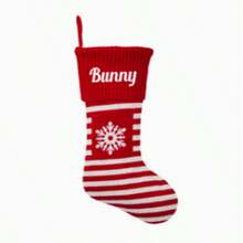 1 szt. Spersonalizowana skarpeta świąteczna z haftowanym imieniem, w stylu vintage, z mieszanki bawełny, w kształcie buta, z pętelką do zawieszania, świąteczna torebka prezentowa do dekoracji kominka