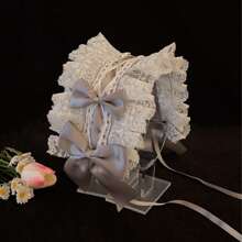 1pc Lolita Style Girl Faux Pearl Bow Lace Headband + Cute Countryside Themed Headpiece Ribbon Maid Headdress, Suits 2D Lolita Halloween