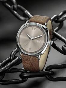 TOMI TOMI Men's Watch With Wallet And Pen, Minimalist & Elegant Calendar Business Style Quartz Watch, High-Quality Leather Strap, Gift Box Set Suitable For Daily Life, Business Events, Father's Day, Valentine's Day, Back To School