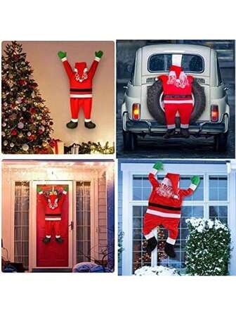 1 件大型攀爬圣诞老人装饰悬挂 DIY 圣诞饰品适用于圣诞派对、圣诞树、节日主题派对背景、窗户、门、室外/室内庭院和家居墙壁装饰