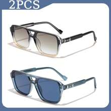 HBK 双梁设计眼镜 大方形 CP+PC 框架 复古装饰眼镜 节日礼物 摄影道具眼镜