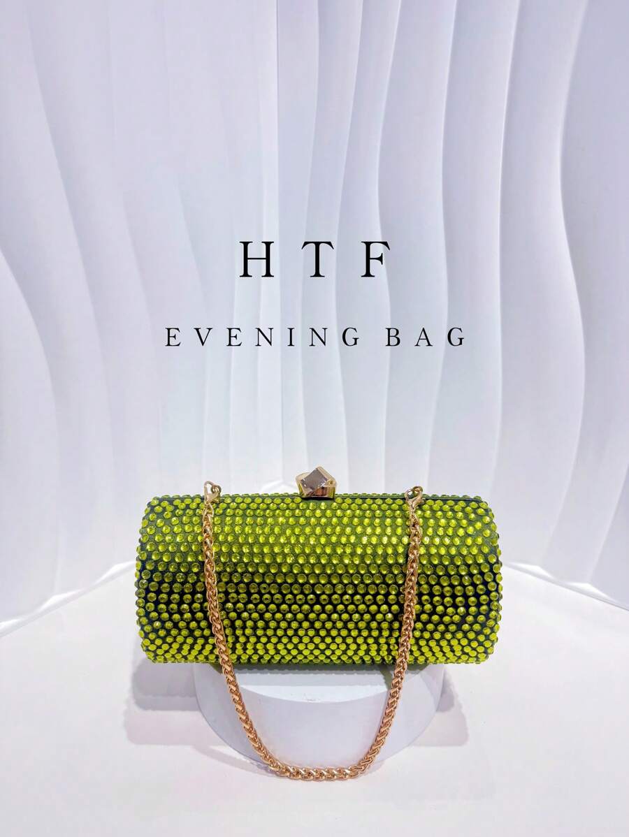1 件橄榄绿迷人、优雅、精致、安静奢华亮片、时尚、闪亮闪光装饰链条盒包、礼品包、完美的新娘钱包，适合婚礼、舞会和派对活动晚宴包、派对女孩晚宴包、女士
