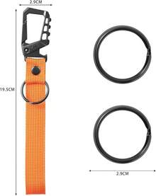 Llavero de metal resistente, clip de mosquetón, abridor de botellas, anillo de muñeca, llavero de coche unisex para hombres y mujeres - 2 unidades (negro + naranja) - Ver 2