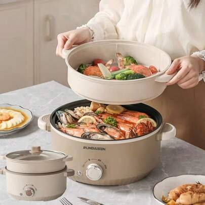 RAF 3L Olla arrocera eléctrica multifunción, olla arrocera eléctrica de capa simple/doble, apta para olla caliente, olla antiadherente para 1-3 personas, olla arrocera eléctrica para olla caliente, utensilios de cocina, electrodomésticos, calentamiento rápido, fácil de limpiar