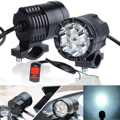 2 peças 60W Farol LED para motocicleta Holofote universal para moto Farol LED auxiliar adicional Farol LED para moto Lâmpada de montagem