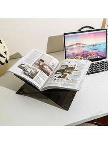 1 件亚克力书架，创意亚克力桌面书籍、杂志、相册展示架，X 形阅读展示托盘，开学季必备 - 無色 - 查看 1