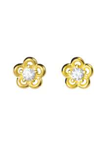 1 Pair S925 Sterling Silver Minimalist Petite Fresh Sweet Single Diamond Flower Stud Earrings For Women - one-size - View 5