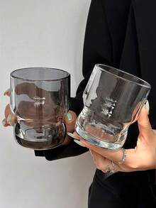 1pc Transparent Cup, New Glass Cup, Suitable For Use In Office, Bedroom, Living Room And Other Occasions, Only Using A Good Cup Can Have A Good Mood To Drink Water. Round Creative Cold Drink Cup, Minimalist INS Style Juice Cup. Suitable For Home And Cafe Use. - Multicolor - View 7