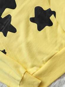 European And American Style Medium-Thick Star Print Hooded Sweatshirt, Unisex Loose Fit, A Must-Have For Y2K Streetwear Enthusiasts. Mesh Print Pullover Sweatshirt. - 黃色 - 查看 5