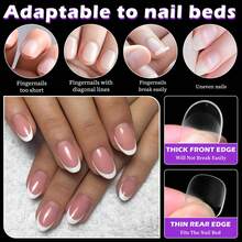 600PCS Extra Short Stiletto Press-On Nails - Pre-Shaped Clear Acrylic Nail Tips Kit | 10 Sizes Half Cover False Nails For DIY Salon At Home | Soak Off & Reusable - 橢圓形 - 查看 5