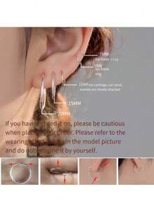 1 对 S925 纯银简约小众耳环，女士迷你甜美优雅简约扭曲小圈耳环，日常佩戴耳洞耳骨环精美珠宝礼物