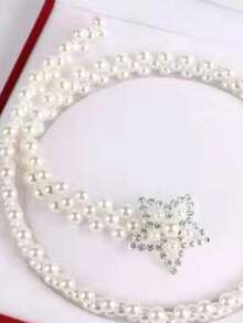 1件女士时尚INS百搭甜美弹力腰链连衣裙珍珠水晶水钻腰带婚礼新娘腰带性感伴娘服各种百搭腰饰 - 彩色 - 查看 12