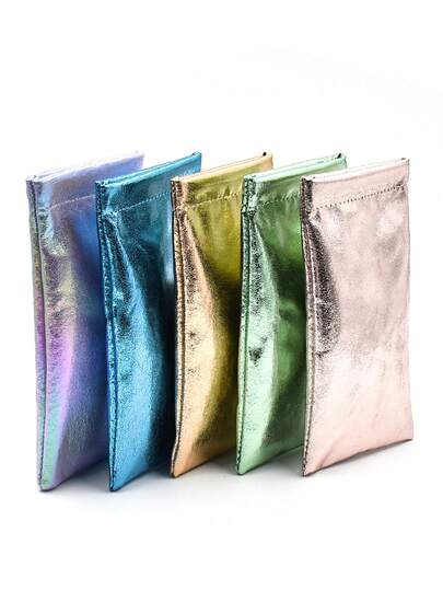 1PC Candy Color Dazzle Glasses Pouch Automatic  Closing Pu Leather Fashion Glasses Bag Glasses Accessories For Women