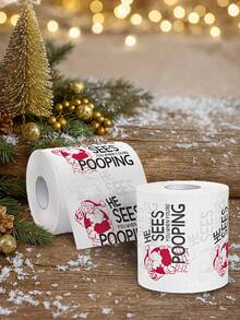 1 rollo de papel impreso con tema navideño, papel higiénico navideño con estampado de Papá Noel, toallas de papel desechables con motivos navideños, decoraciones navideñas, decoración para el hogar en Navidad 2025, suministros de decoración para fiesta de Navidad, regalos navideños, artículos para fiesta de Navidad, decoración de Año Nuevo 2026
