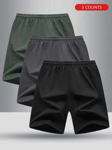 3pcs/Set Teens' Casual Versatile Fashion Shorts - Army Green - View 2