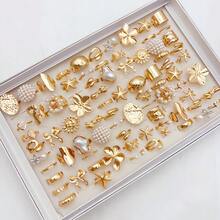 Juego de 20 piezas de anillos con diseños de mariposa, serpiente y flor brillantes, unisex, de estilo mixto, con incrustaciones de rhinestone, accesorios de joyería adecuados para uso diario y decoración de fiestas - 20 anillos de estrellas de mar al azar - Ver 6