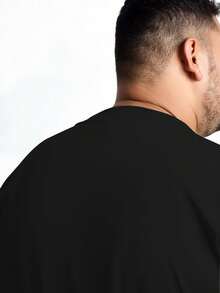 Men's Crew Neck Sweatshirt Plus Size Cotton Premium Mesh Cold Weather Blouse Basic Flannel Coat Comfortable - Black - View 4