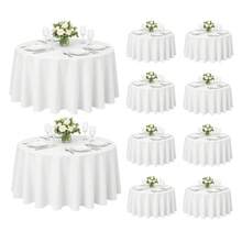 10 Pack Round Premium Tablecloth, Wrinkle Round Table Clothes, Washable Polyester Table Clothes Cover For Kitchen Dining, Wedding Birthday Party, Buffet Restaurant, Banquet - White - View 6