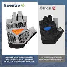 POOST Guantes de ciclismo para hombre y mujer (almohadilla de gel de 5 mm), de medio dedo, para ciclismo, levantamiento de pesas, gimnasio, motociclismo, remo y deportes al aire libre. - Negro - Ver 5