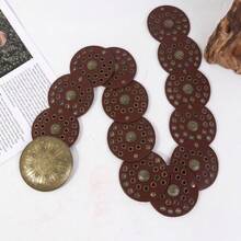 1 件闪亮波西米亚 PU 皮革腰带，春夏秋秋季，秋季，万圣节 - 復古壓花腰封 - 查看 4