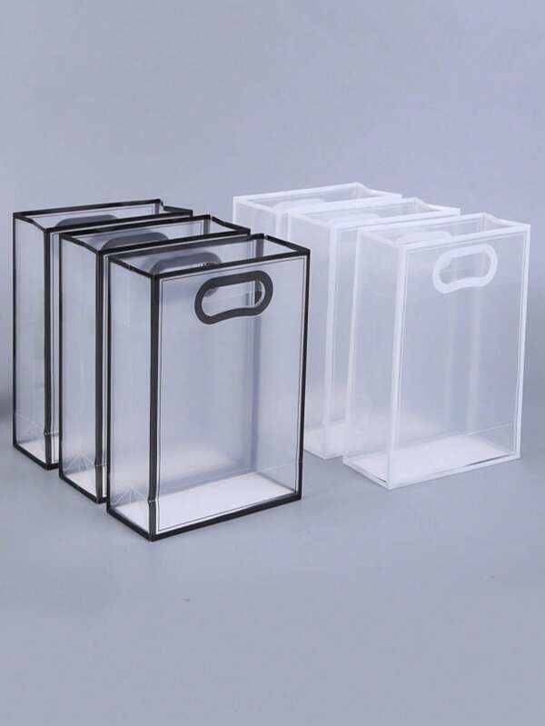 20pcs/1pc White & Black Frosted Transparent Gift Bags, Suitable For Various Snacks, Candies, Beverages, Beach Accessories, Weddings, Birthdays, Festivals, Parties, Camping. Great Gifts For Women, Moms, Teachers, Friends, Bridesmaids, Students, Back To School. Large Tote Bags, Weekend Travel, Daily Gifts For Friends