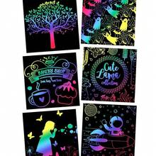 Regenbogen Kratzen Handwerke Notiz Kratzen Blöcke Geburtstag 50/100 Stück Magische Kratzen Papiere DIY Papier Handwerk Kunst Sets mit 1 Bambus Stift Partybevorzugungen Zubehör Geschenk für Geburtstag Neujahr, Geschenke, Party Zubehör