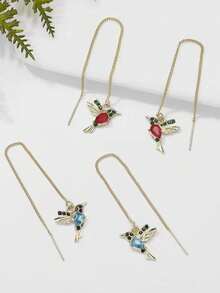 1 件 925 纯银蜂鸟流苏耳环，可爱的有翼鸟耳环，适合日常佩戴、节日和聚会，精美礼品的首选