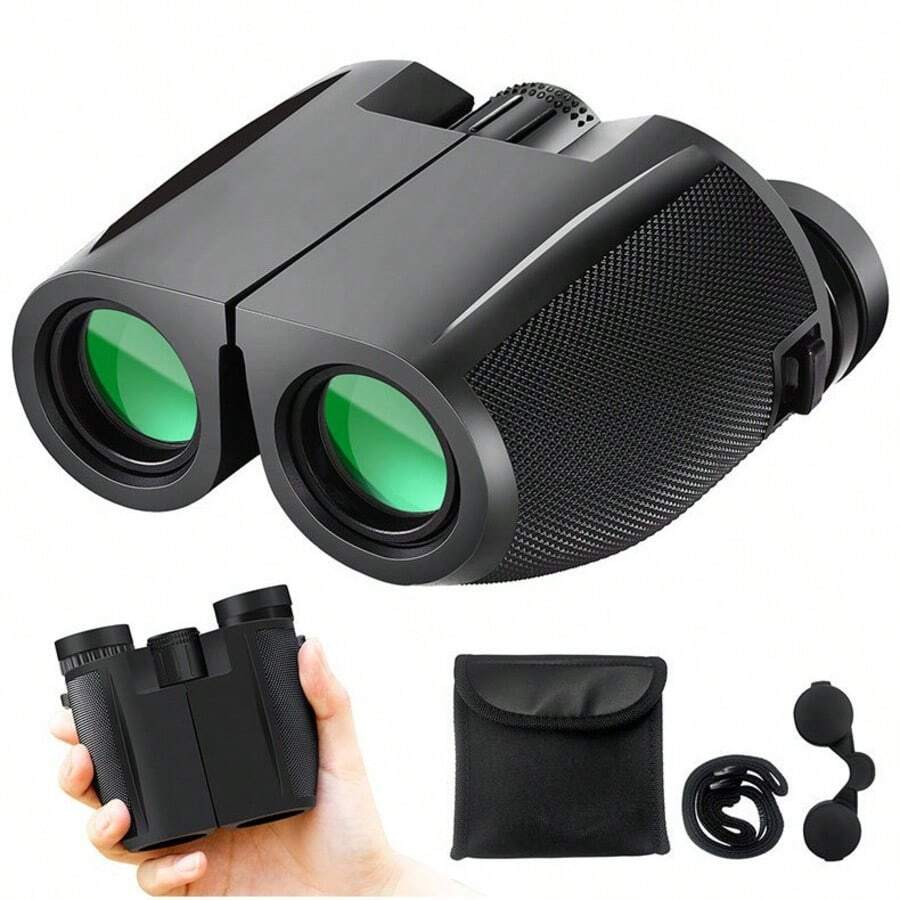 Binoculares - 10x25 - Multicapa (FMC) - Compactos - Impermeables - Con correa para el cuello y estuche - Para observación de aves, caza y teatro - Negros