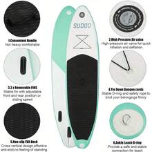 10FT Inflatable Surfboard Stand Up Paddleboard  Paddle Board With Kayak Paddle Hand Pump Carry Bag Green - 10FT - View 6