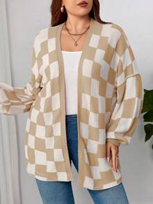 كارديجان متريل مضفر كاجوال بياقة مستديرة أكمام طويلة بمقاسات كبيرة