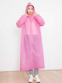 1 wiederverwendbarer tragbarer Regenmantel für Erwachsene Herren und Damen, schwerer Regen EVA Regenmantel, transparenter Einteiler Regenmantel für Outdoor-Reisen, transparente Regenjacke mit Kapuze, einfach, modisch, für den täglichen Gebrauch