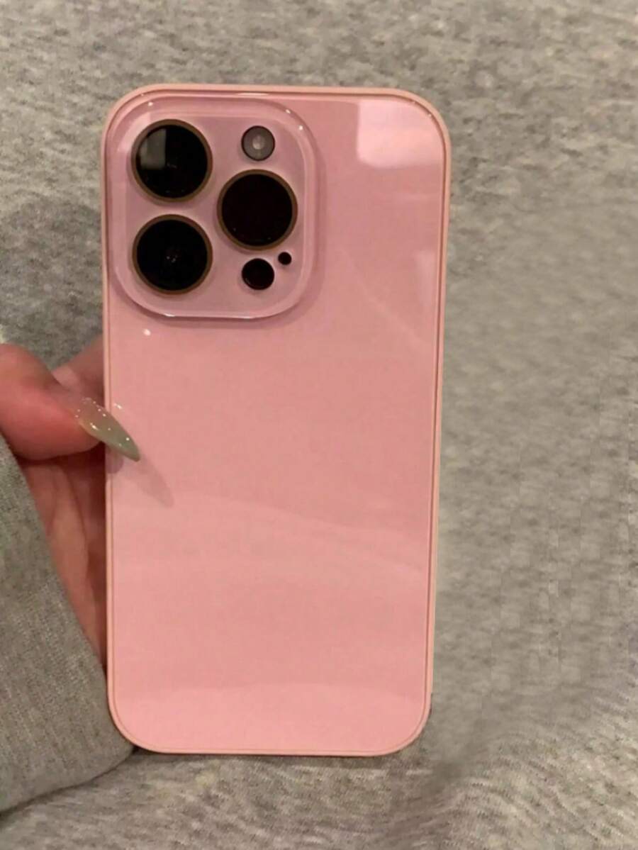 Minimalistischer einfarbiger matter Textur Geradekanten Klar Kameraobjektiv Schutzfolie kompatibel mit iPhone 16 Pro Max, iPhone 13 Neu, iPhone 14 Pro, iPhone 16, fingerabdruckresistente iPhone 15 Pro Max Vollabdeckung - Pink - Übersicht 1