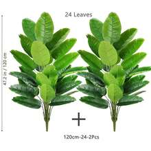 65-125厘米24叶大型热带棕榈树假香蕉树叶子真实触感鹤望兰塑料植物适用于家庭花园 - 墨綠色 - 查看 4