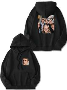 DIY Personalized Men's Hoodies, Casual, Custom With Patterns,/Logos, Slogans, Letters, Back To School, Holiday Gifts:Valentine/Birthday/Anniversary, Personalized Gift, Streetwear - Black - View 3