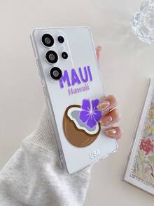 1pc Minimalist Coconut Flower Letter Perforated Transparent TPU Shockproof Phone Case, Suitable As Holiday Gift For Partner And Friends, Compatible With Apple Xs/Xsmax/Xr/11 12 13 14 15 16pro/Promax/14 15 16plus, Nothing, Pixel, INFINIX, Redmi Series - Multicolor - View 6