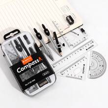 9-Piece Geometry Drawing Tool Set, Including Compass, Protractor, Triangle, Ruler And Pencil Sharpener, Suitable For School And Art Projects, Math Geometry Art Supplies, Student Drawing Tools, School Supplies, Must-Have For School