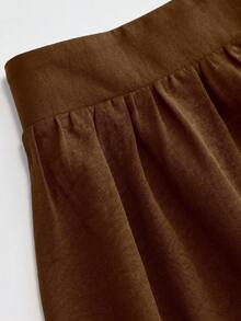 1 件优雅休闲涤纶纯色衬衫，适合约会、日常穿着、办公室、拍照、春夏季 - 咖啡棕 - 查看 3