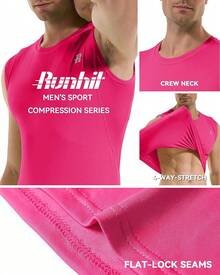 GYHSRunhit Sleeveless Compression Shirt Men Top Athletic Muscle Shirts Men - 玫紅色 - 查看 4